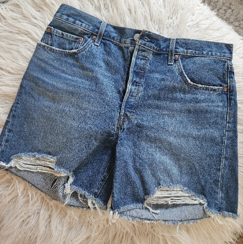 Distressed Denim Shorts